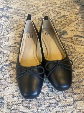 GAP Black Bow Round-Toe Ballet Flats